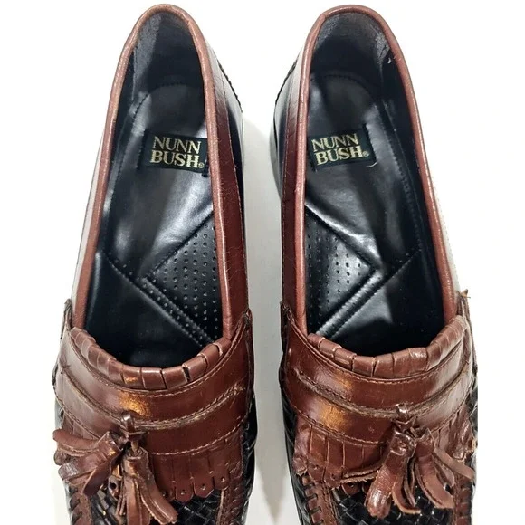 Nunn Bush Black/Brown Genuine Leather Upper Loafers Men's Shoes 9.5 W Slip on. - Picture 4 of 13